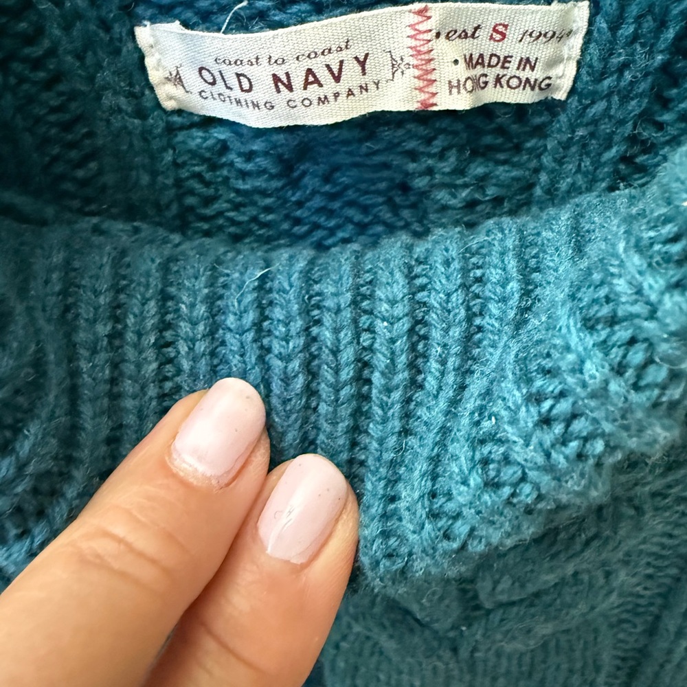 Old Navy Blue Cowl Neck Sweater with Ribbed Knit